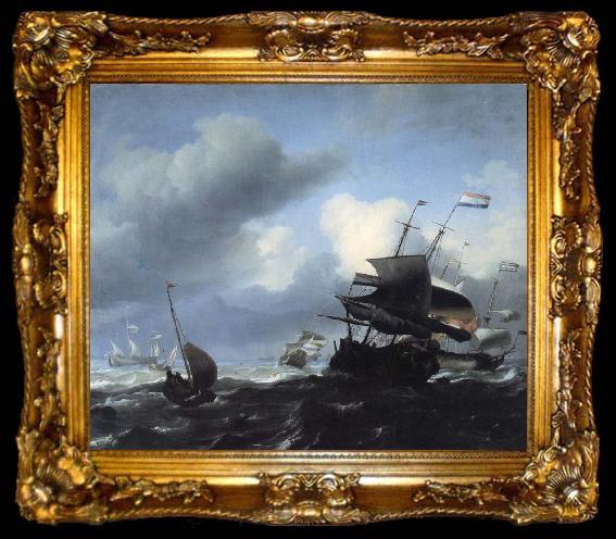 framed  Ludolf Backhuysen Seascape with Ships, ta009-2